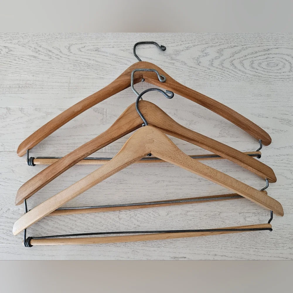 Wooden Coat and Suit Hangers Various Styles Lot Of 8